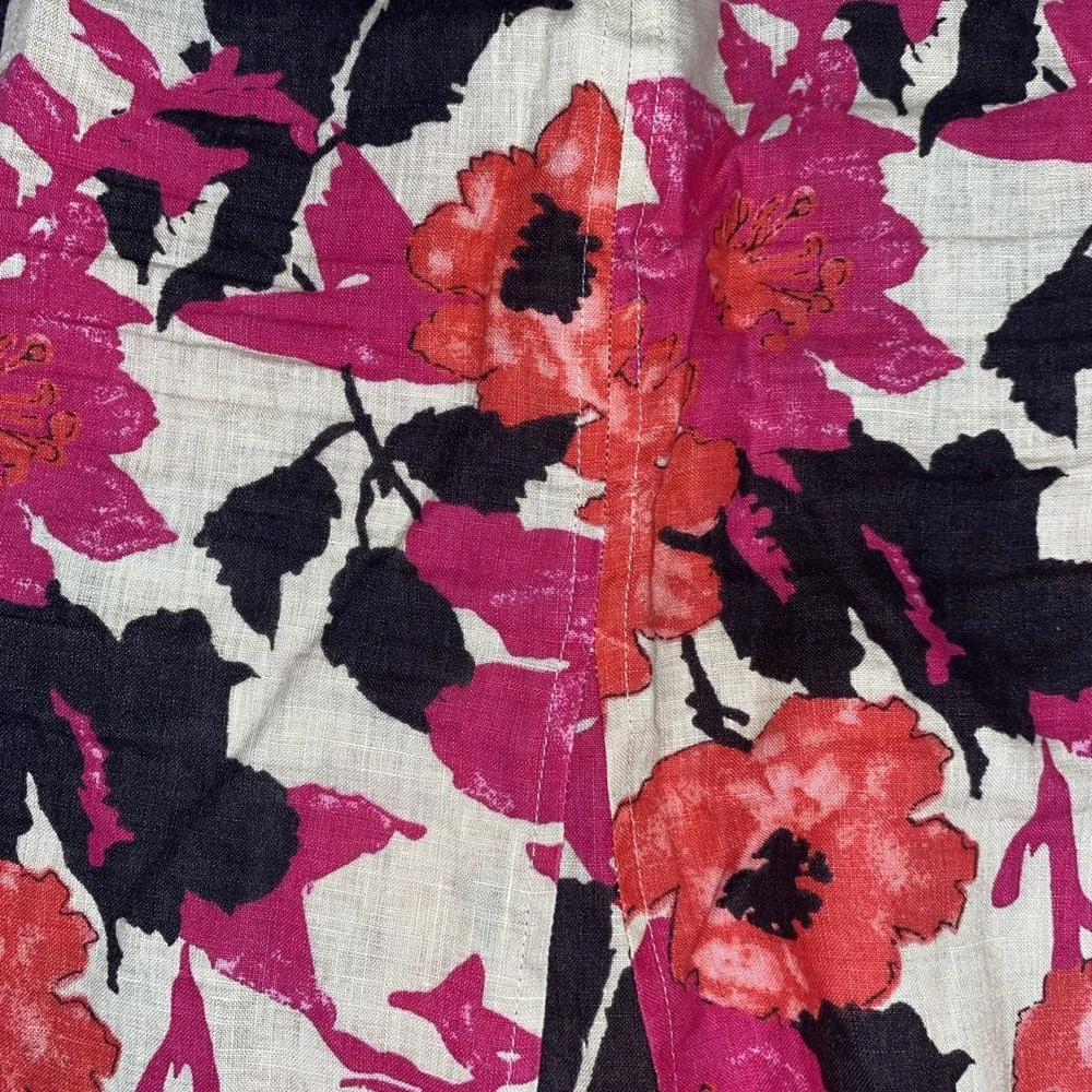 Kim Rogers Trumpet Skirt Women's 16 Multicolor Floral Linen Lagenlook Boho‎